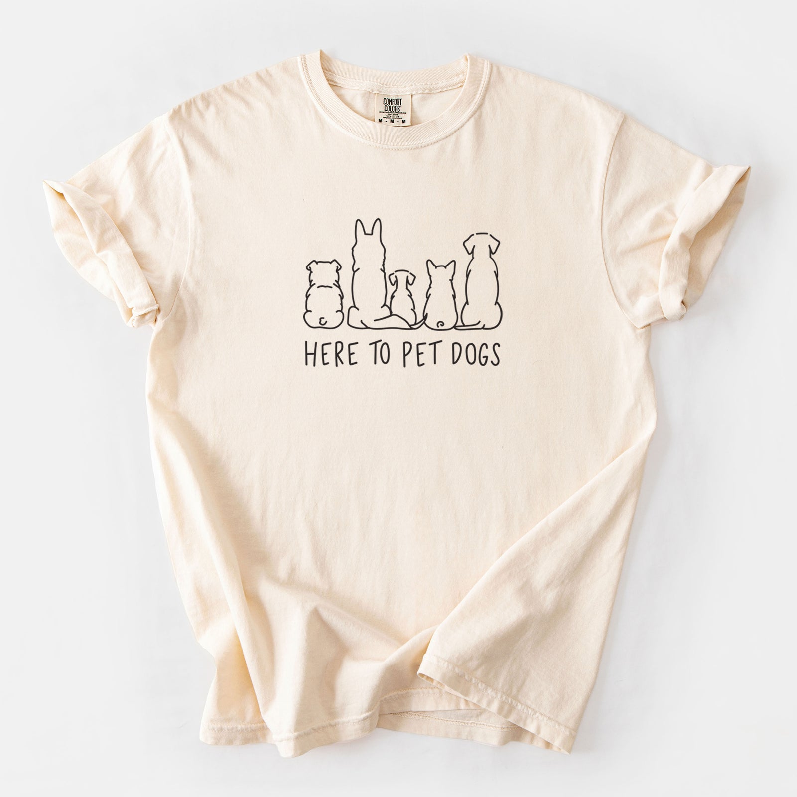 Here To Pet Dogs - Unisex Comfort Colors Garment-Dyed Heavyweight T-shirt in Ivory