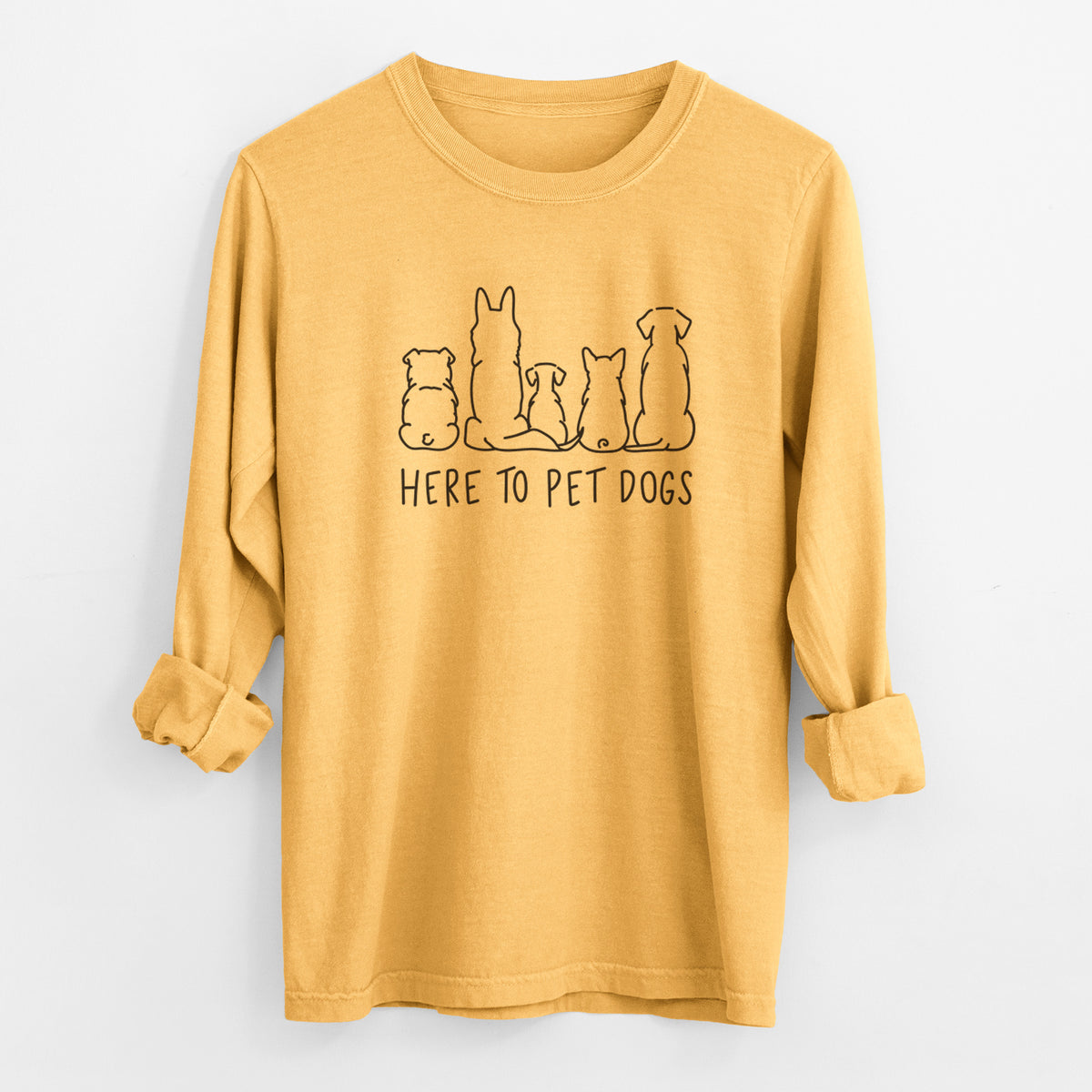 Here To Pet Dogs - Men's Heavyweight 100% Cotton Long Sleeve