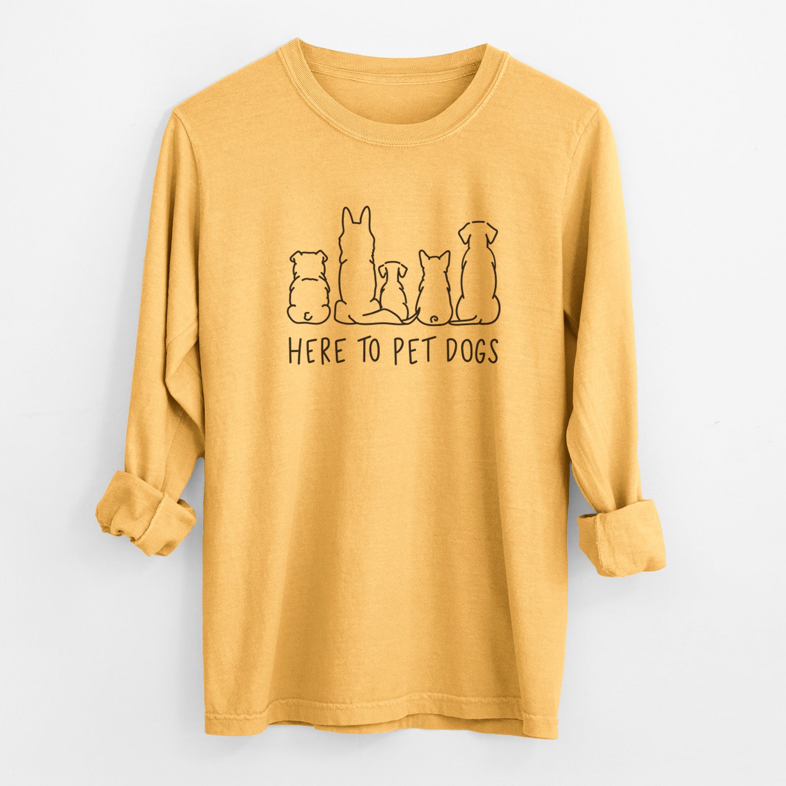 Here To Pet Dogs - Men's Heavyweight 100% Cotton Long Sleeve