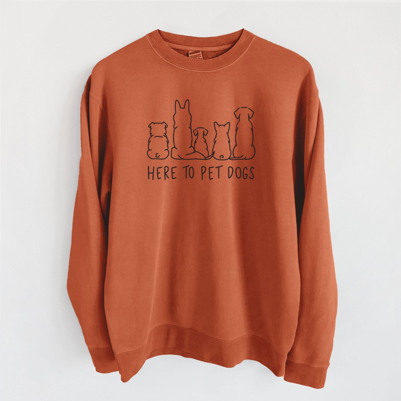 Here To Pet Dogs - Unisex Pigment Dyed Crew Sweatshirt in Amber