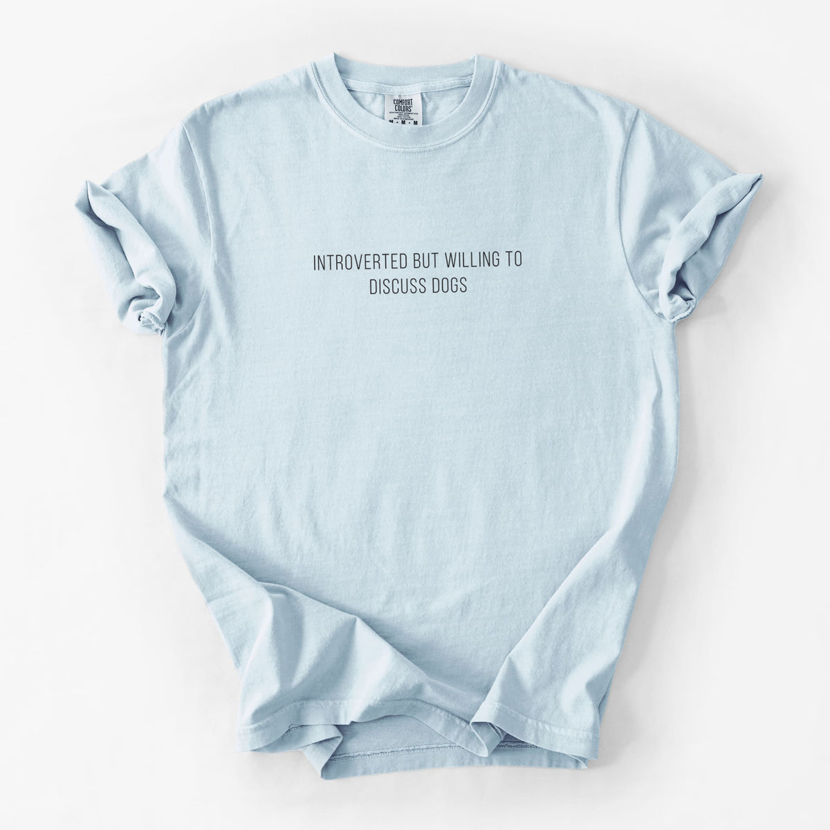 Introverted but Willing to Discuss Dogs - Unisex Comfort Colors Garment-Dyed Heavyweight T-shirt in Chambray