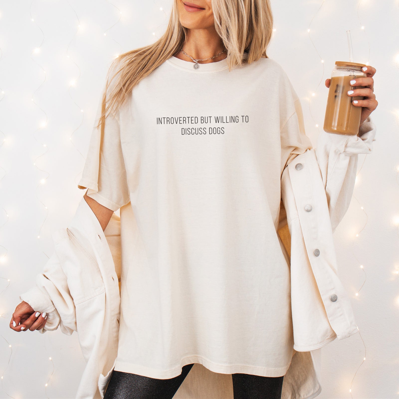 Introverted but Willing to Discuss Dogs - Unisex Comfort Colors Garment-Dyed Heavyweight T-shirt, worn by model