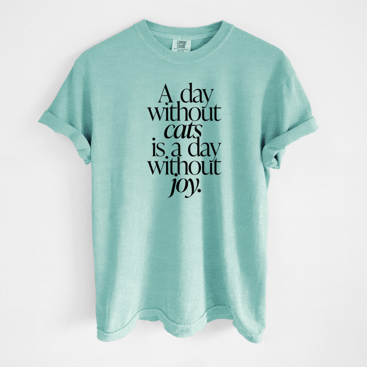 A day without Cats is a day without joy - Unisex Comfort Colors Garment-Dyed Heavyweight T-shirt in Chalky Mint
