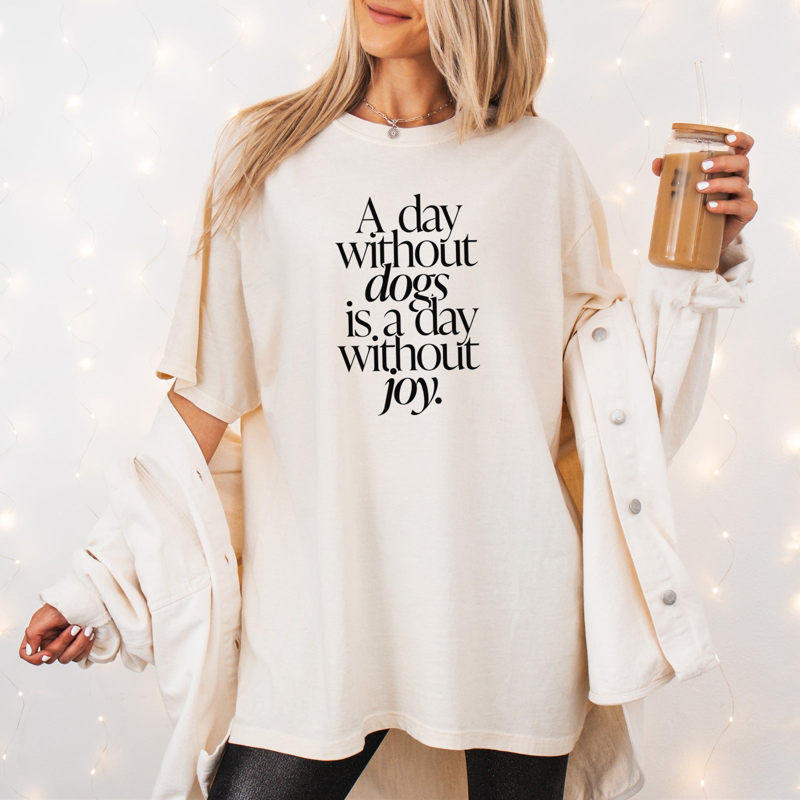 A day without Dogs is a day without joy - Unisex Comfort Colors Garment-Dyed Heavyweight T-shirt, worn by model