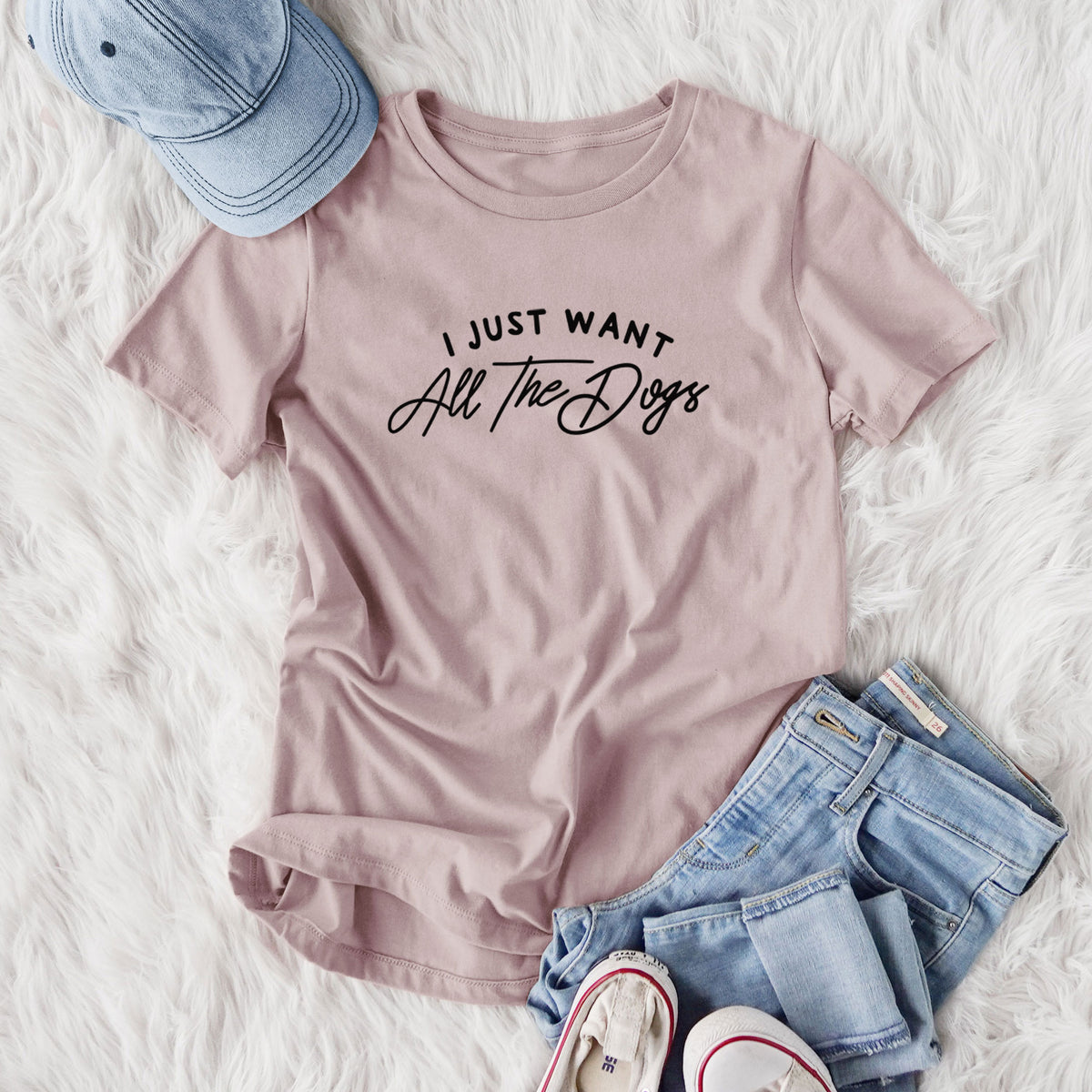 I just want all the Dogs - Women's Lightweight Relaxed Fit 100% Cotton Crewneck