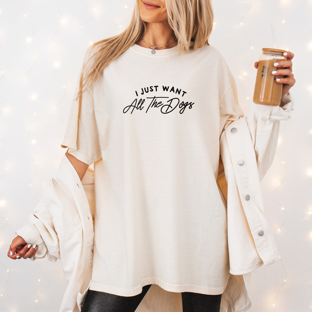 I just want all the Dogs - Unisex Comfort Colors Garment-Dyed Heavyweight T-shirt, worn by model
