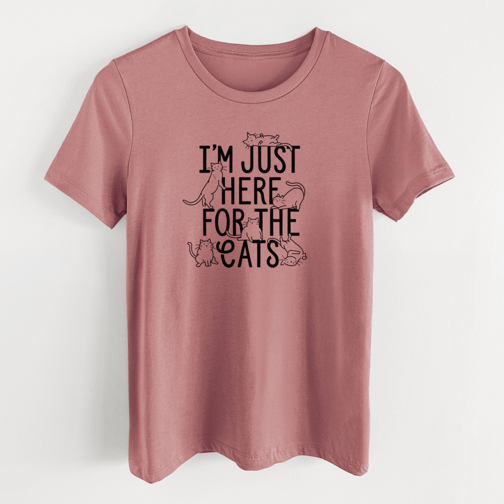 I'm Just Here For The Cats - Women's Lightweight Relaxed Fit 100% Cotton Crewneck