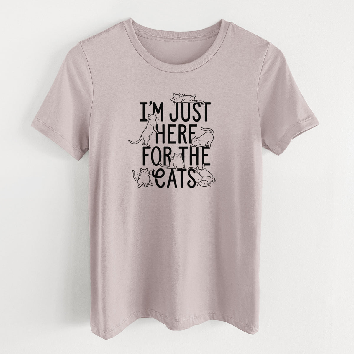 I'm Just Here For The Cats - Women's Lightweight Relaxed Fit 100% Cotton Crewneck