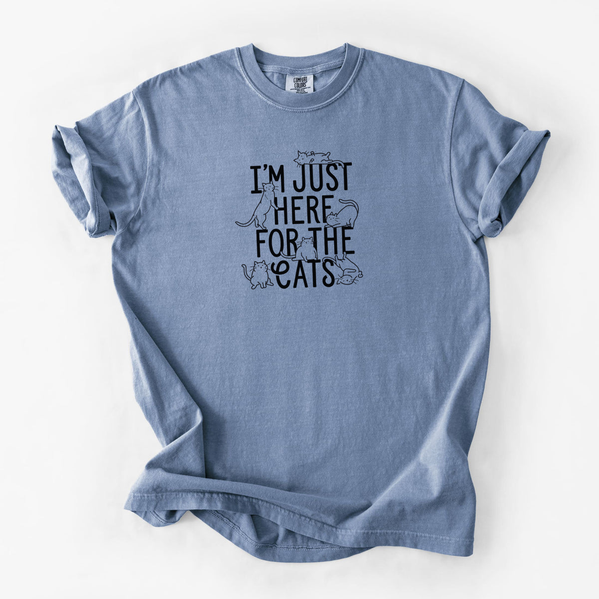 I'm Just Here For The Cats - Unisex Comfort Colors Garment-Dyed Heavyweight T-shirt in Blue Jean