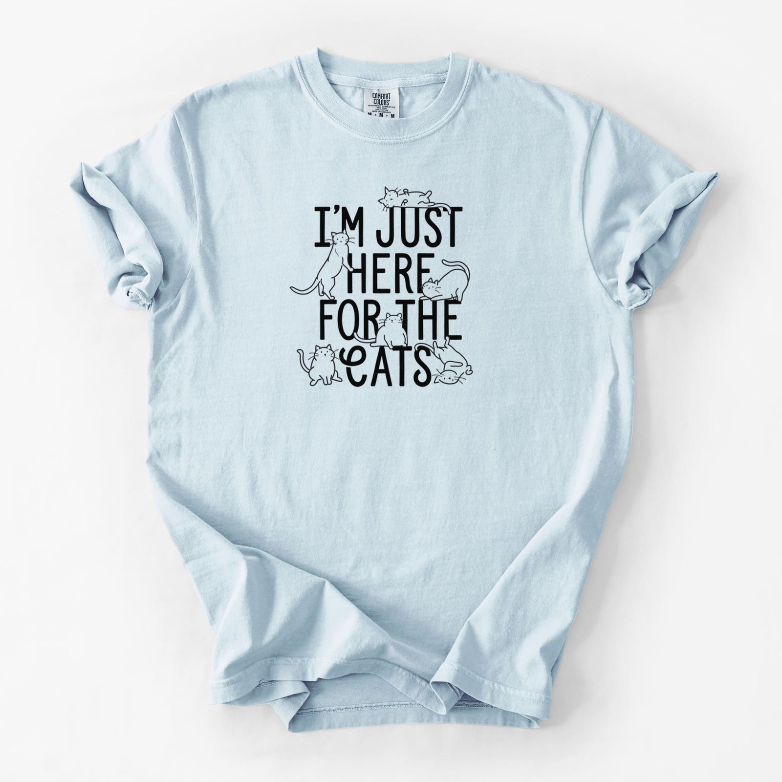 I'm Just Here For The Cats - Unisex Comfort Colors Garment-Dyed Heavyweight T-shirt in Chambray