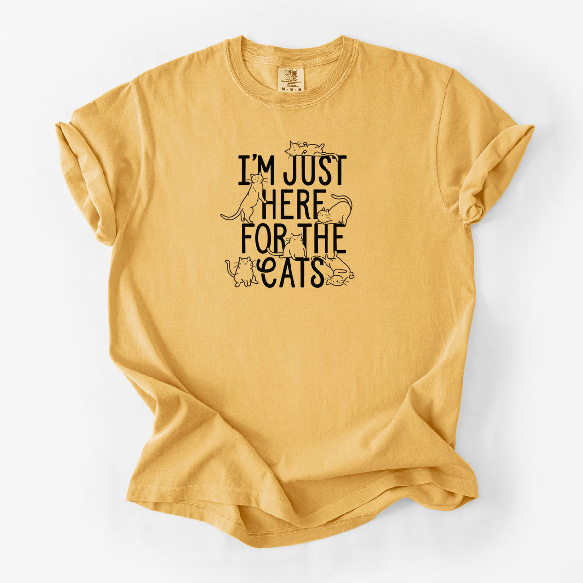 I'm Just Here For The Cats - Unisex Comfort Colors Garment-Dyed Heavyweight T-shirt in Golden Wheat