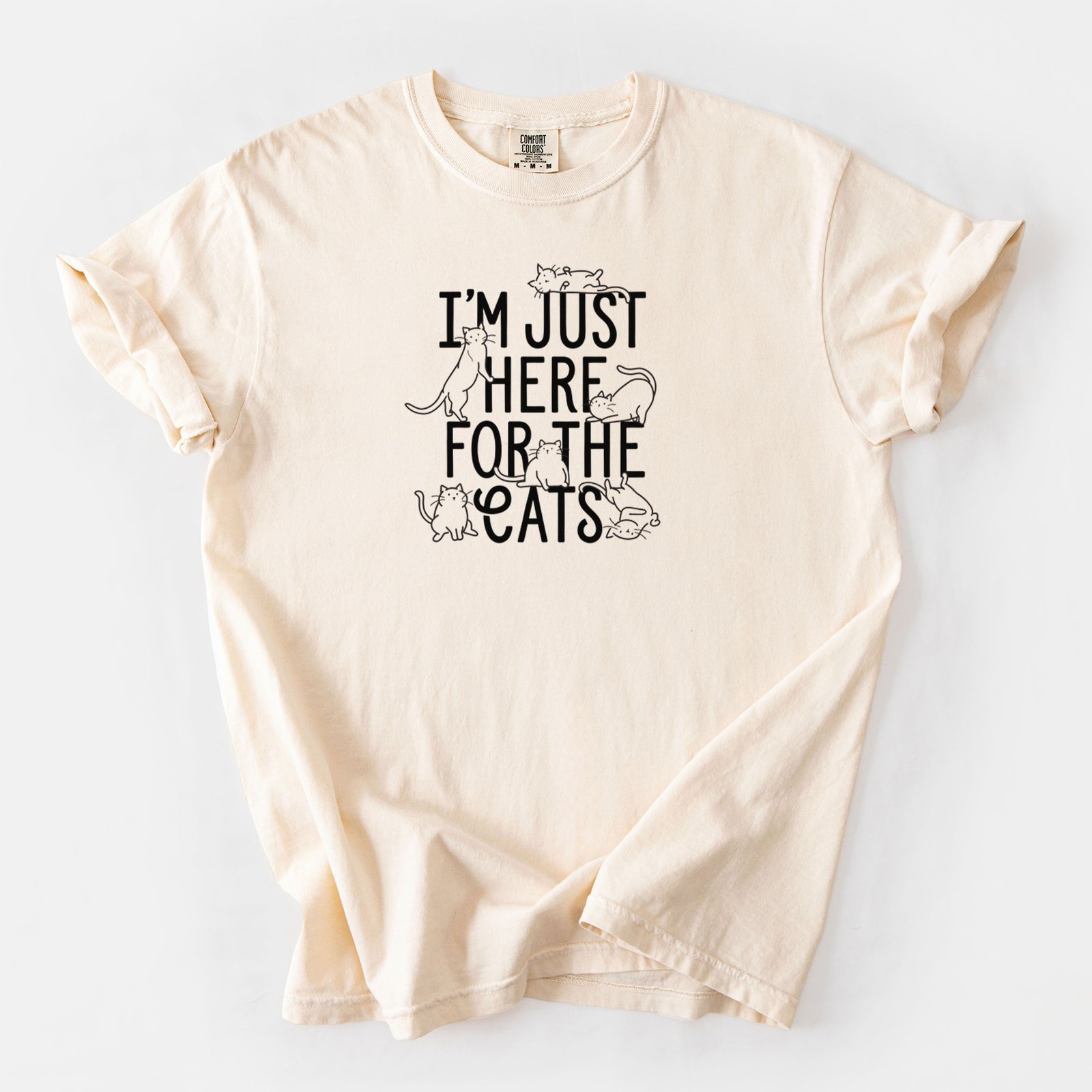 I'm Just Here For The Cats - Unisex Comfort Colors Garment-Dyed Heavyweight T-shirt in Ivory