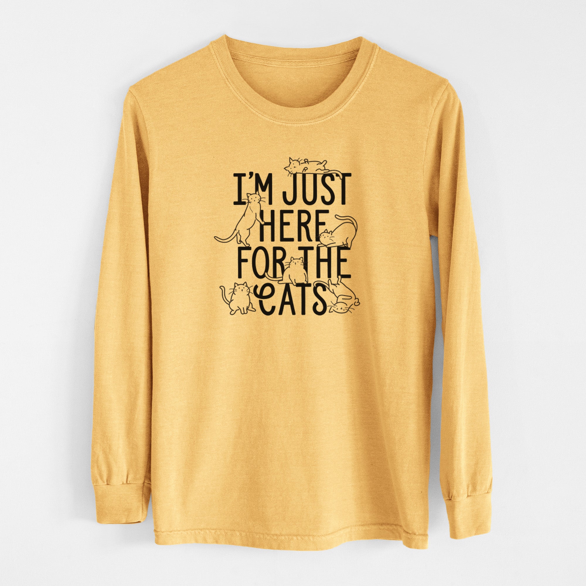 I'm Just Here For The Cats - Men's Heavyweight 100% Cotton Long Sleeve