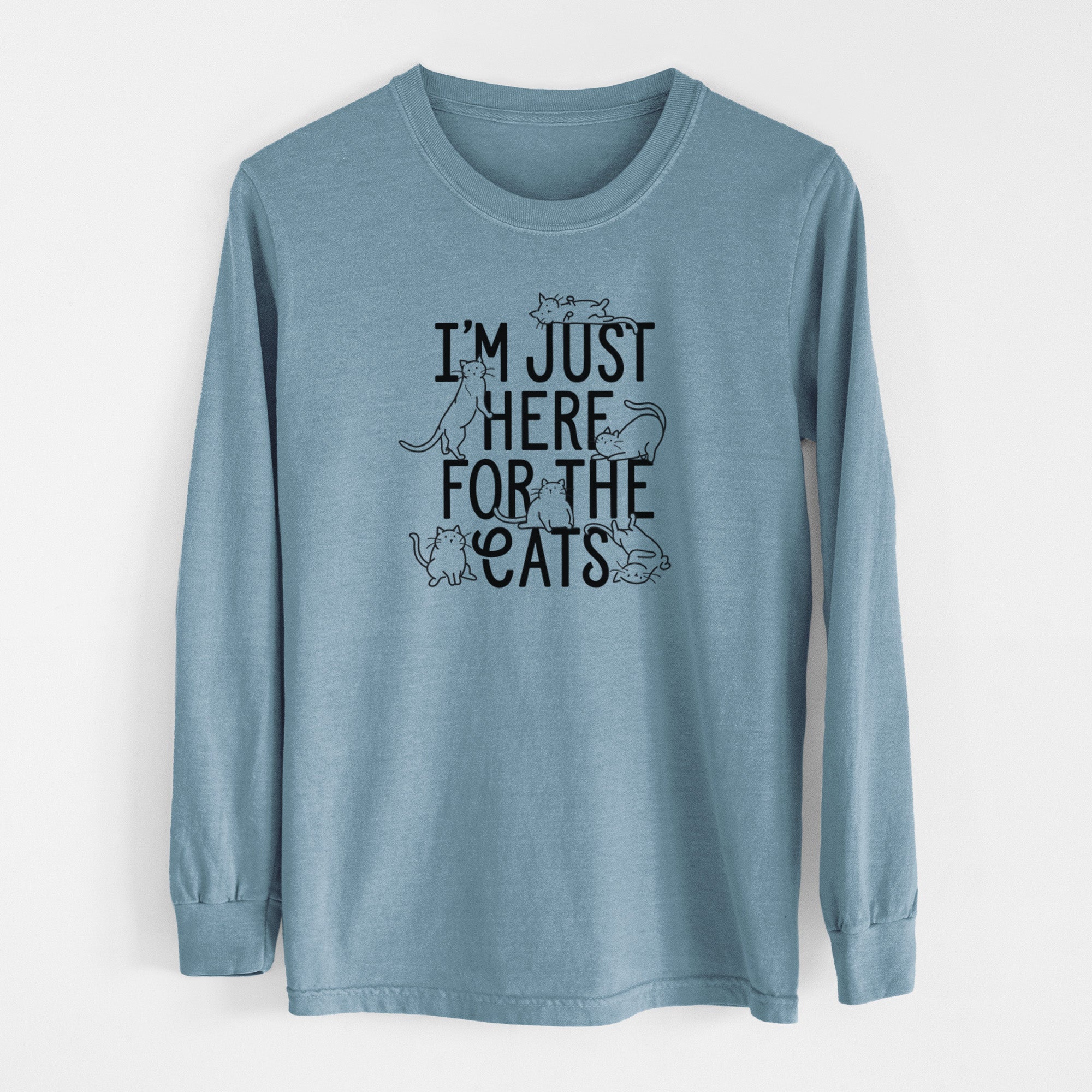 I'm Just Here For The Cats - Men's Heavyweight 100% Cotton Long Sleeve