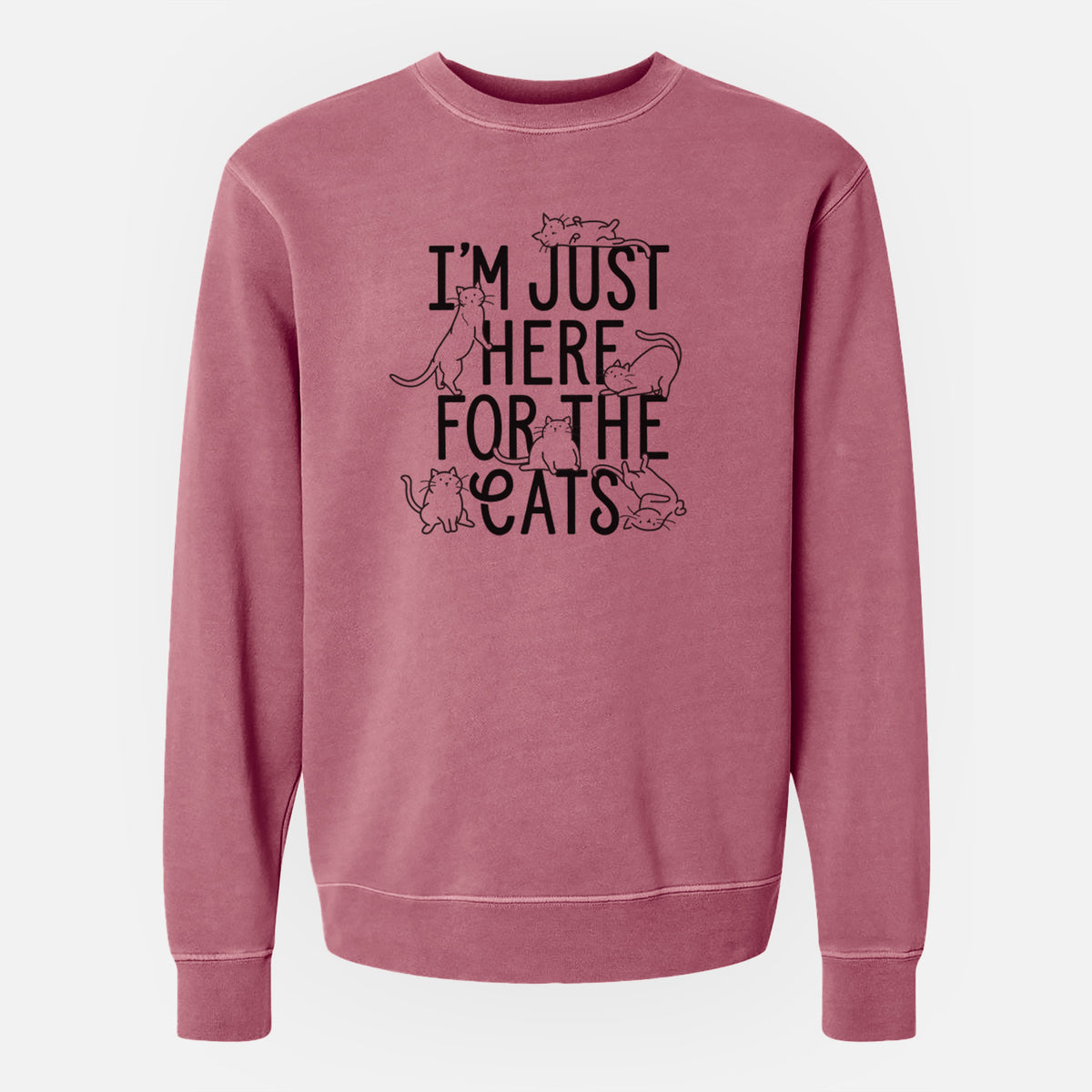 I'm Just Here For The Cats - Unisex Pigment Dyed Crew Sweatshirt