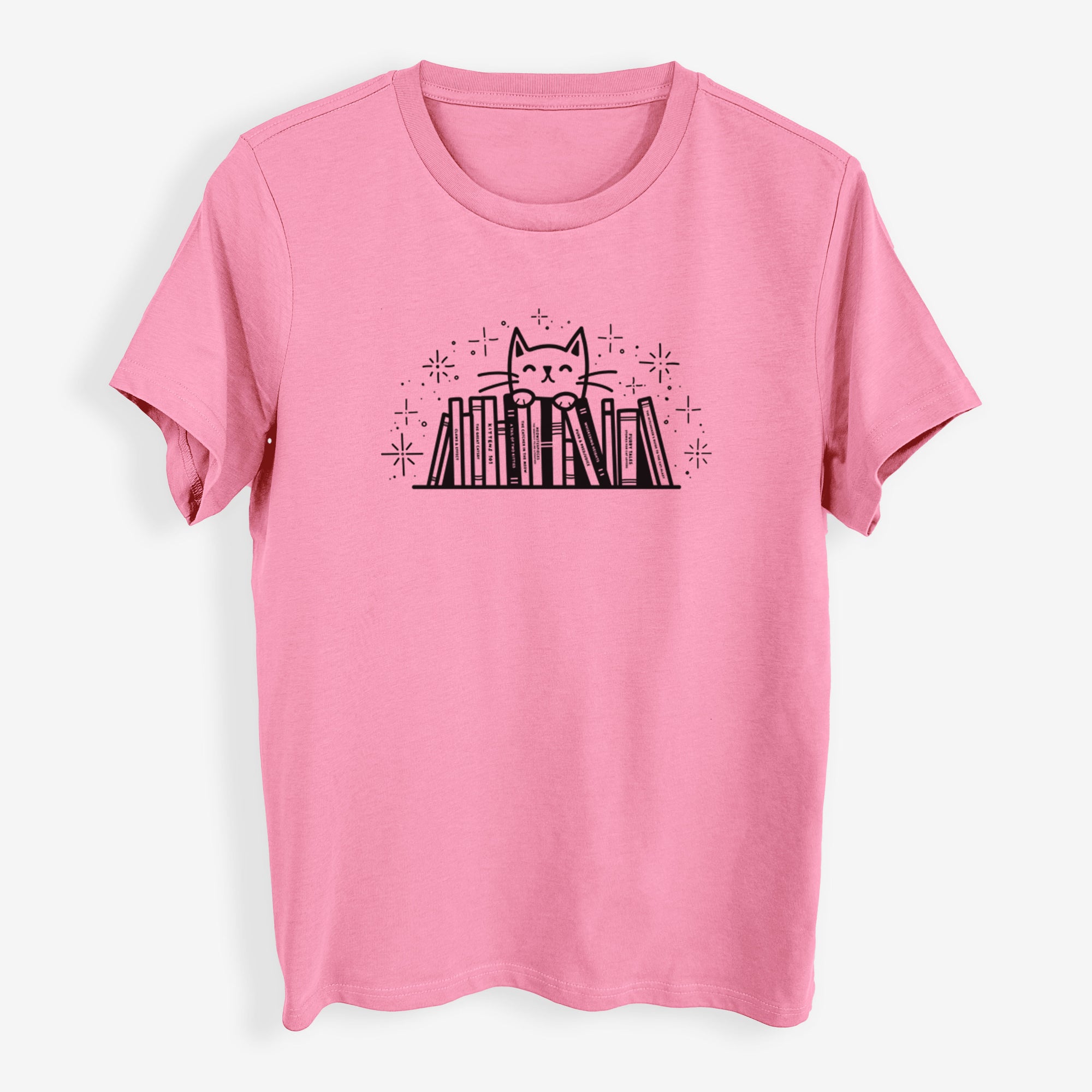 Kitty Library - Feline Behind Books - Womens Everyday Maple Tee