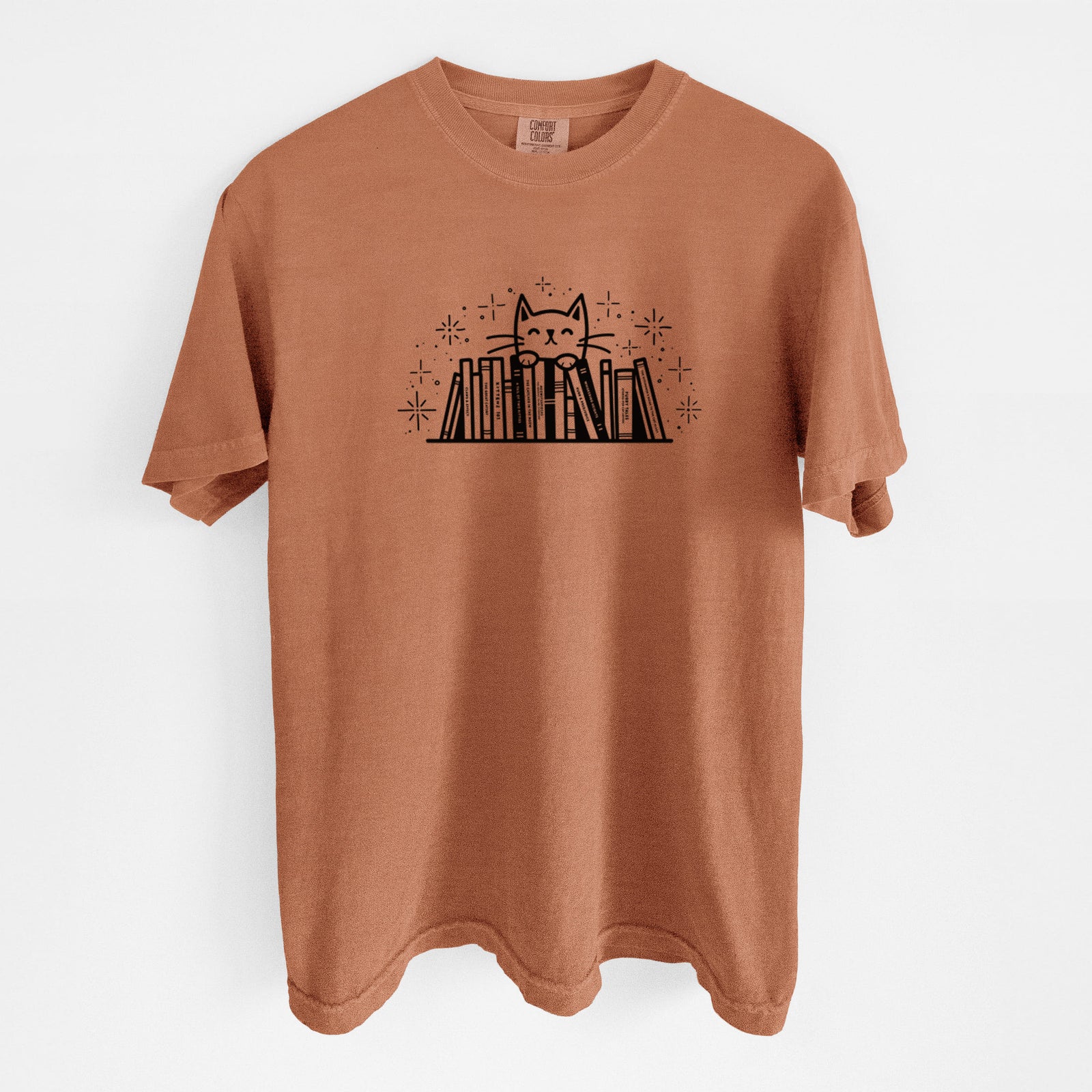 Kitty Library - Feline Behind Books - Unisex Comfort Colors Garment-Dyed Heavyweight T-shirt in Yam