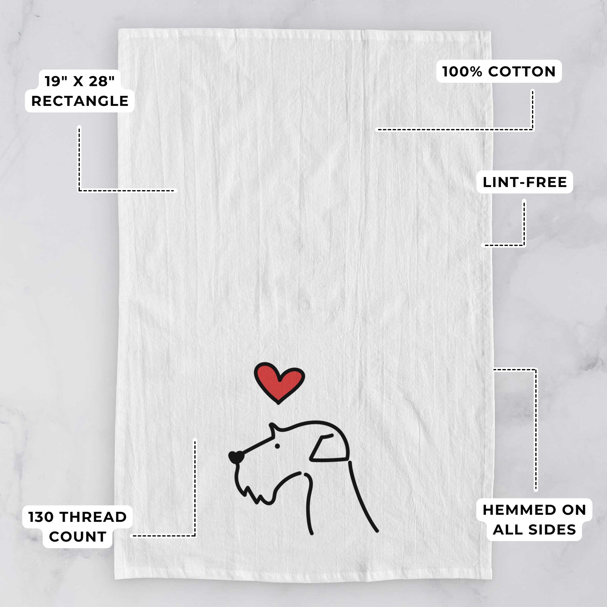 Love Always Airedale Terrier - Tea Towel