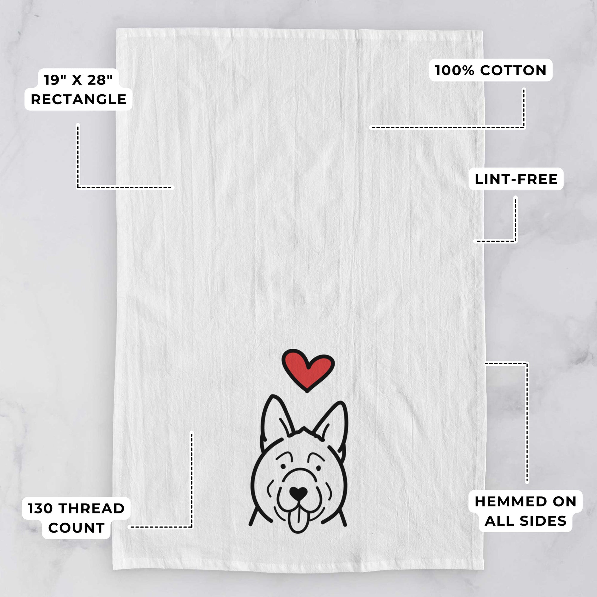 Love Always Akita - Tea Towel