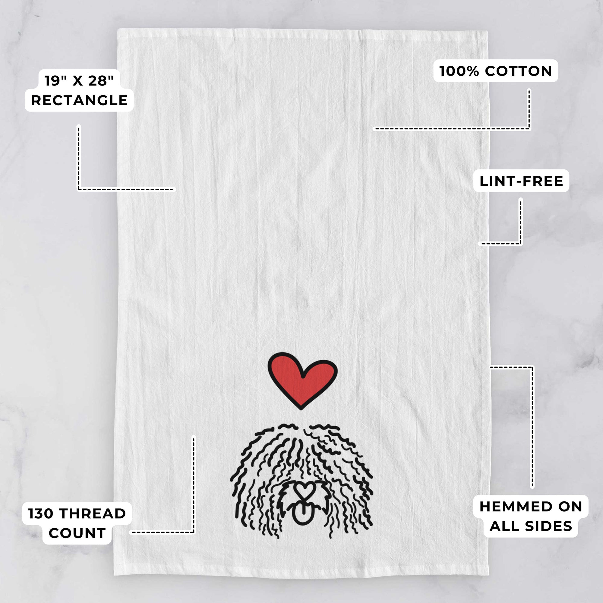 Love Always Spanish Water Dog - Alba - Tea Towel