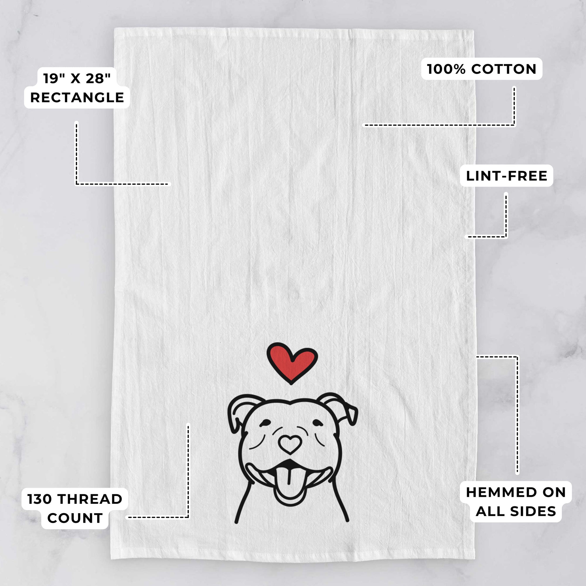 Love Always Happy American Staffordshire Terrier - Tea Towel