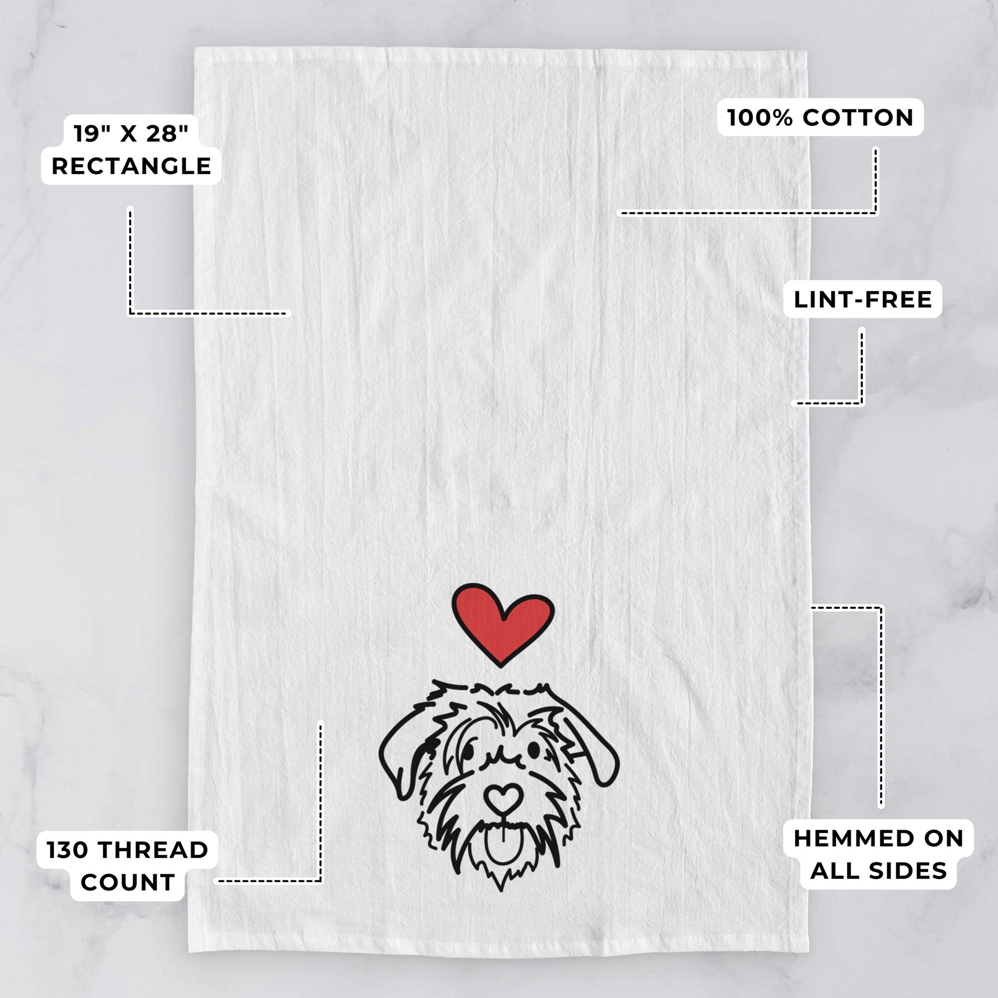 Love Always Scottish Terrier Border Collie Mix - Amal - Tea Towel