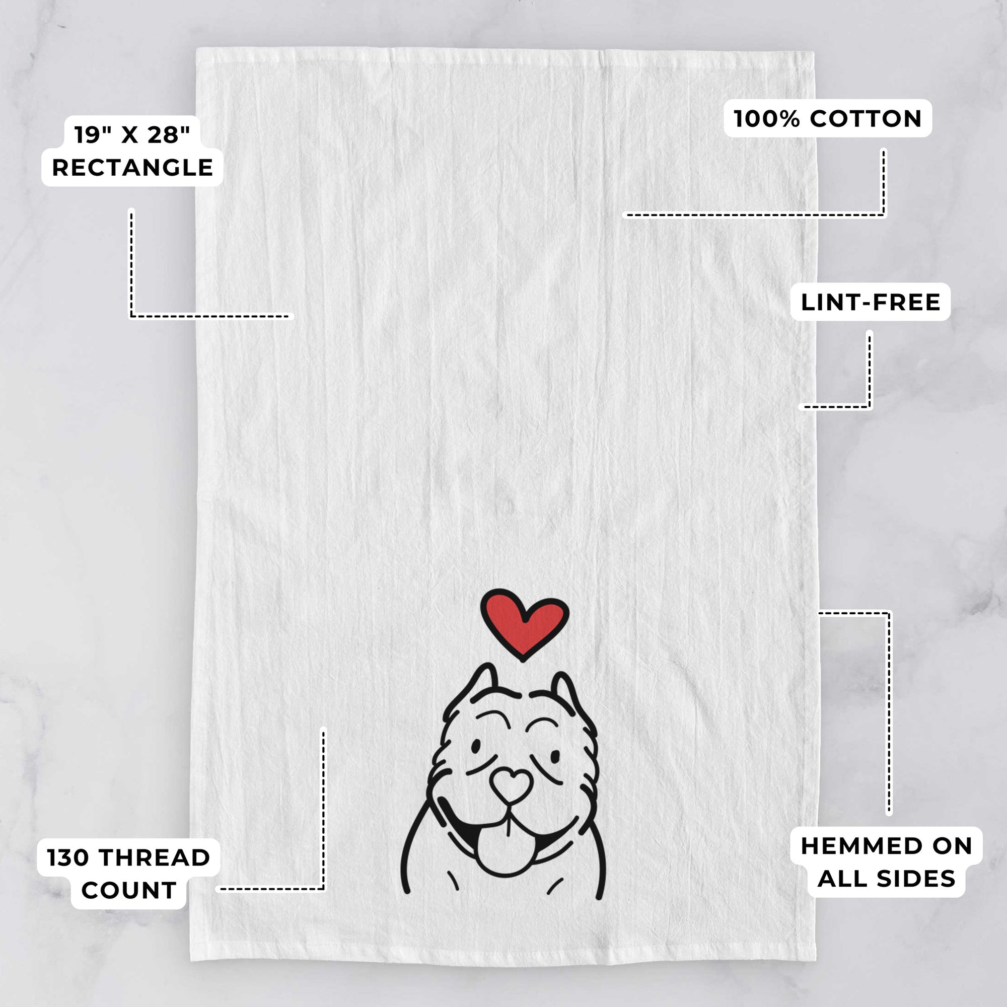 Love Always American Bully - Tea Towel