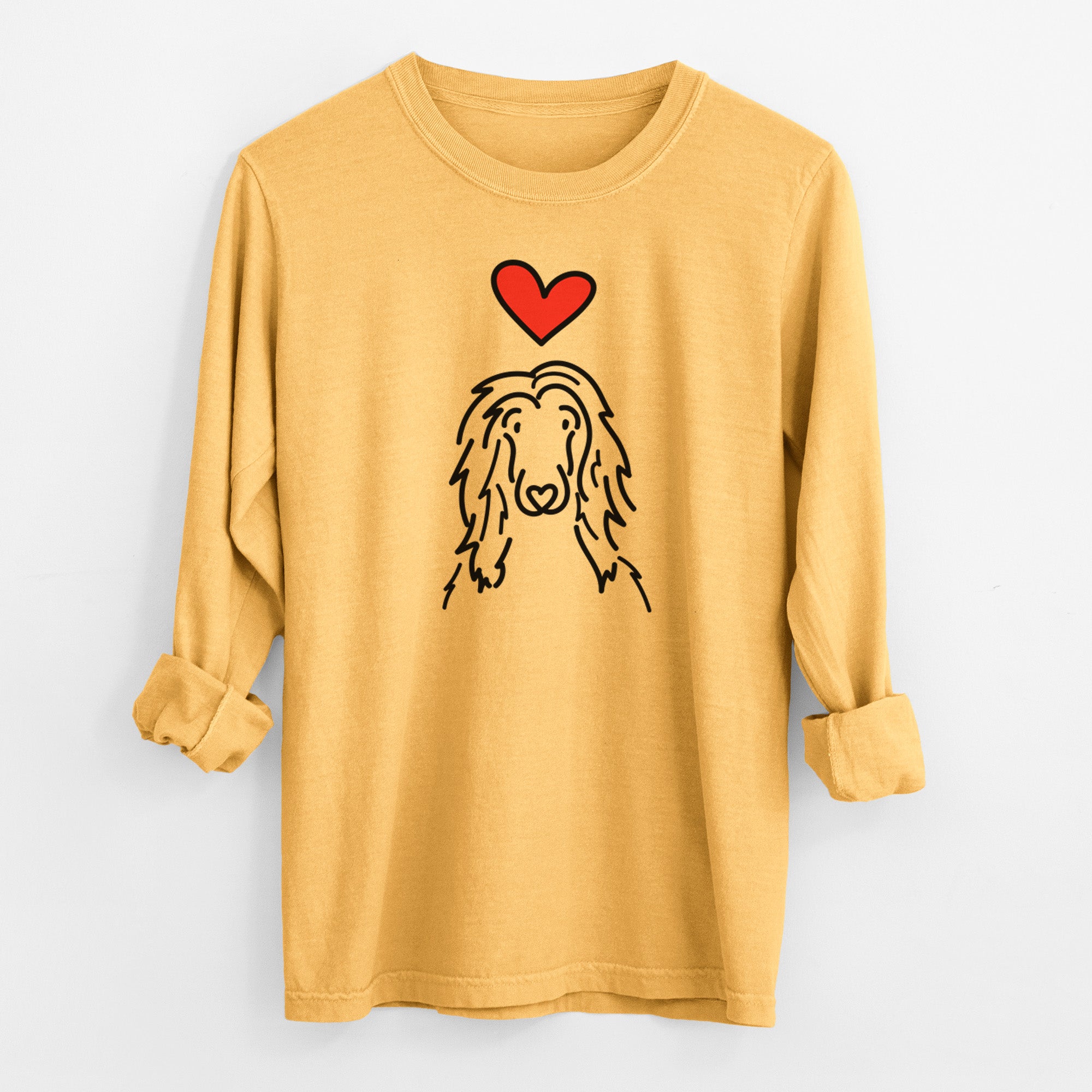 Love Always Afghan Hound - Asher - Heavyweight 100% Cotton Long Sleeve