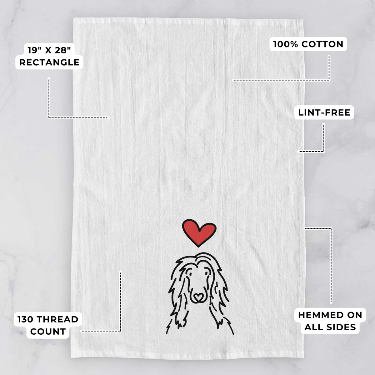Love Always Afghan Hound - Asher - Tea Towel
