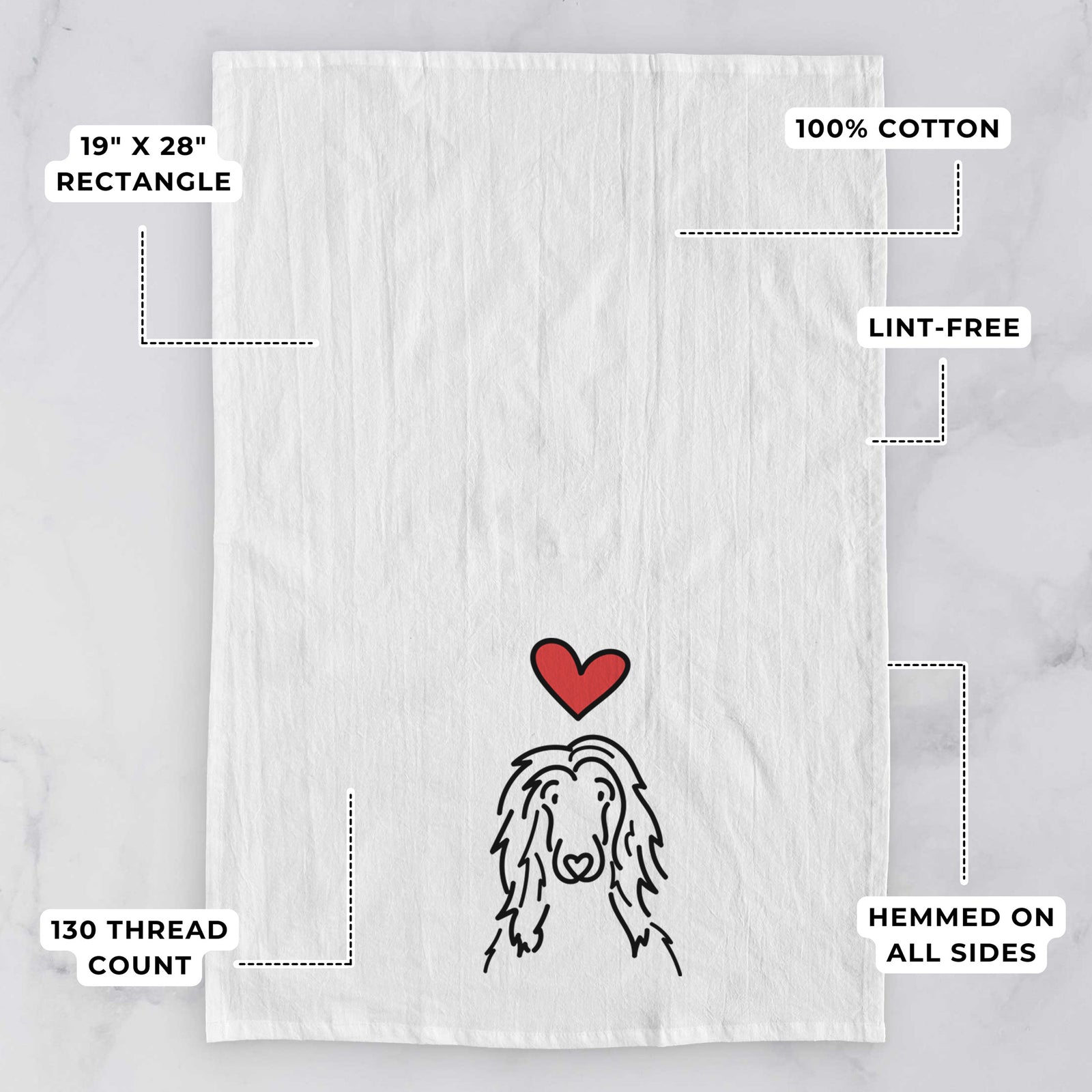 Love Always Afghan Hound - Asher - Tea Towel