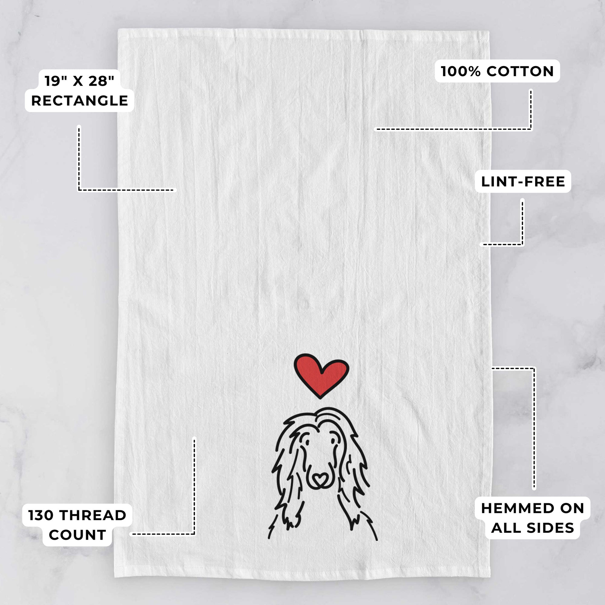 Love Always Afghan Hound - Asher - Tea Towel