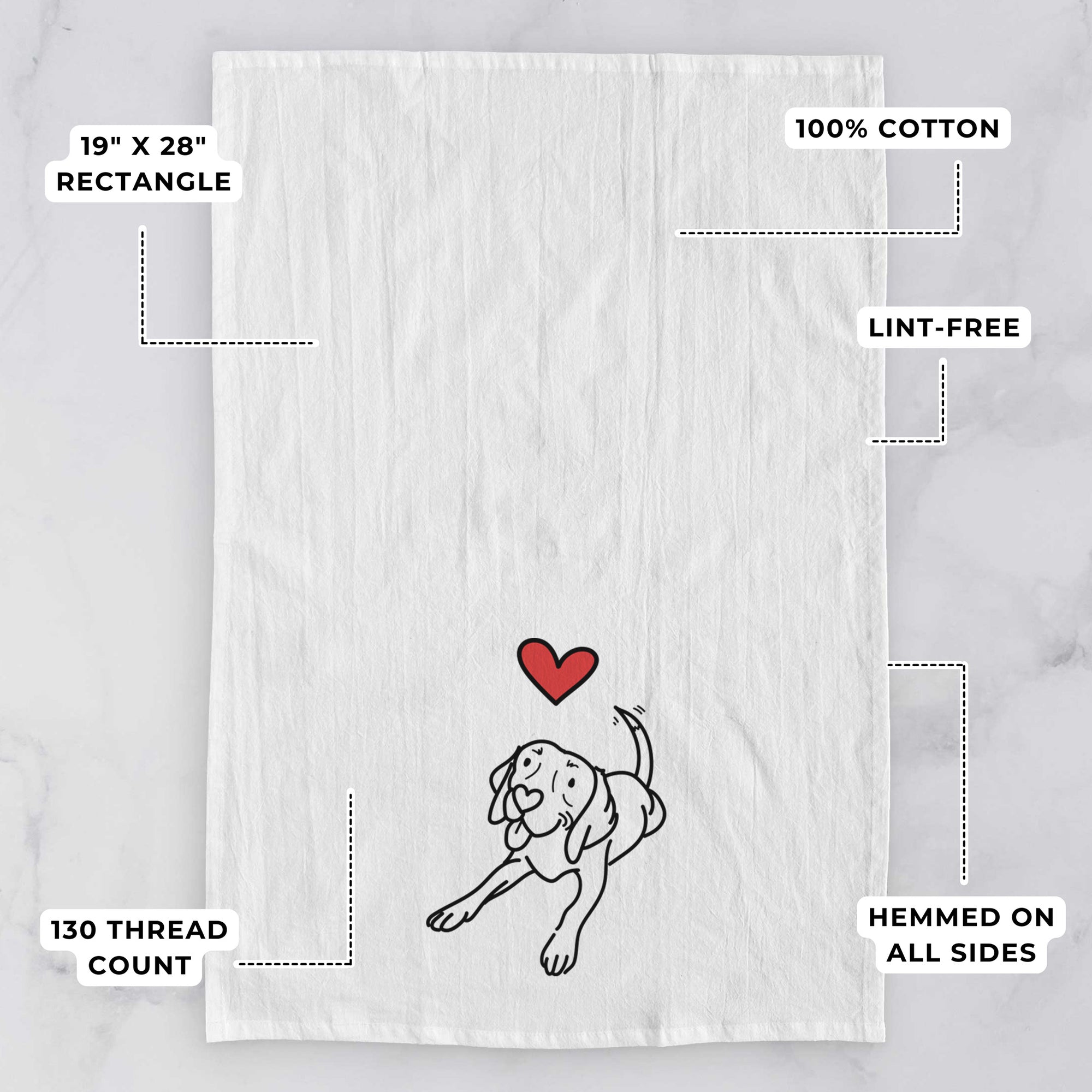 Love Always Beagle - Bagel - Tea Towel