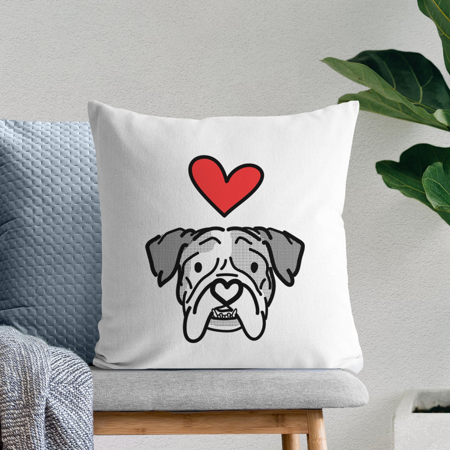 Love Always English Bulldog - Bailey -  Throw Pillow Cover