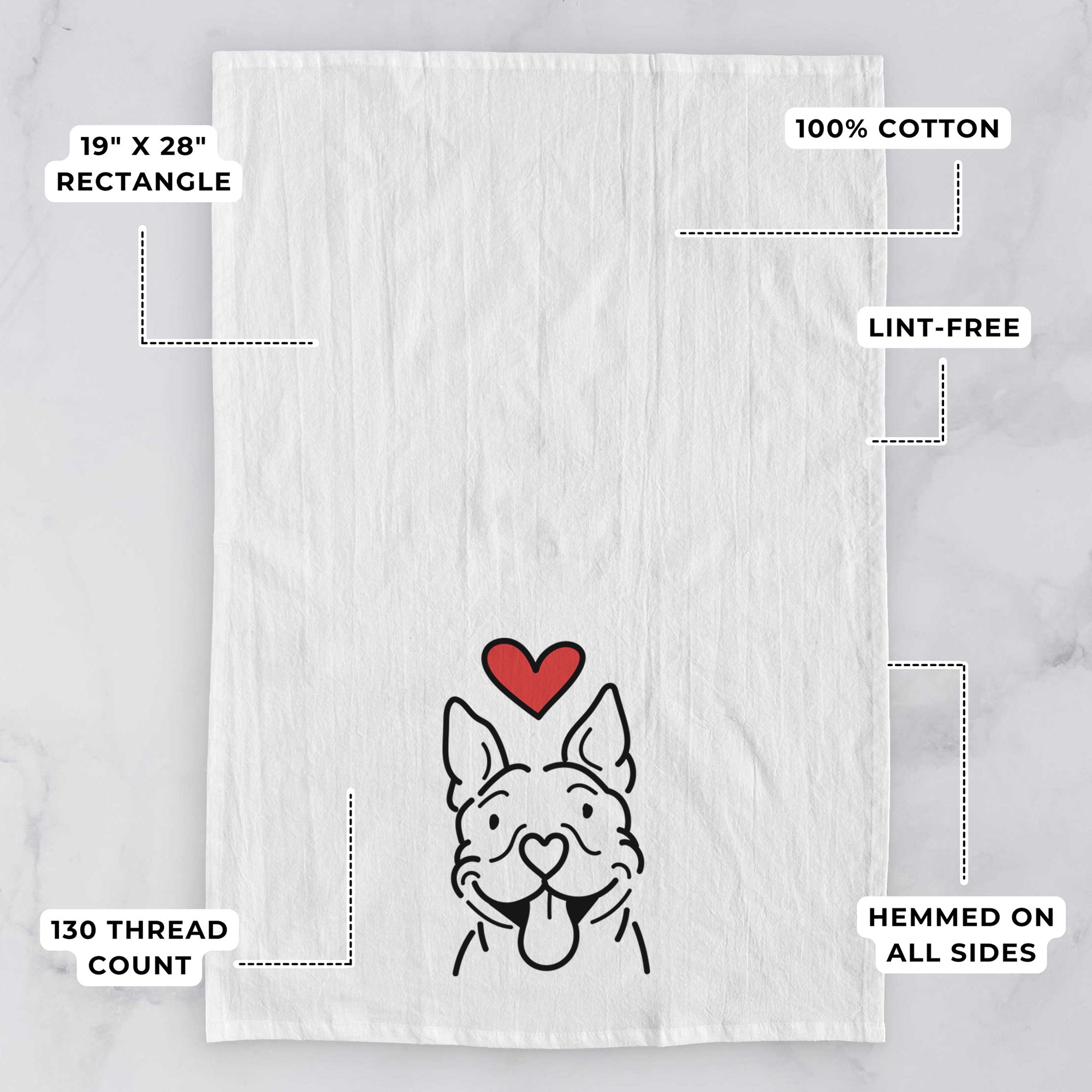 Love Always Pitbull - Basil - Tea Towel