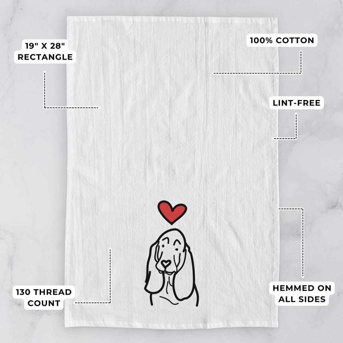 Love Always Basset Hound - Tea Towel