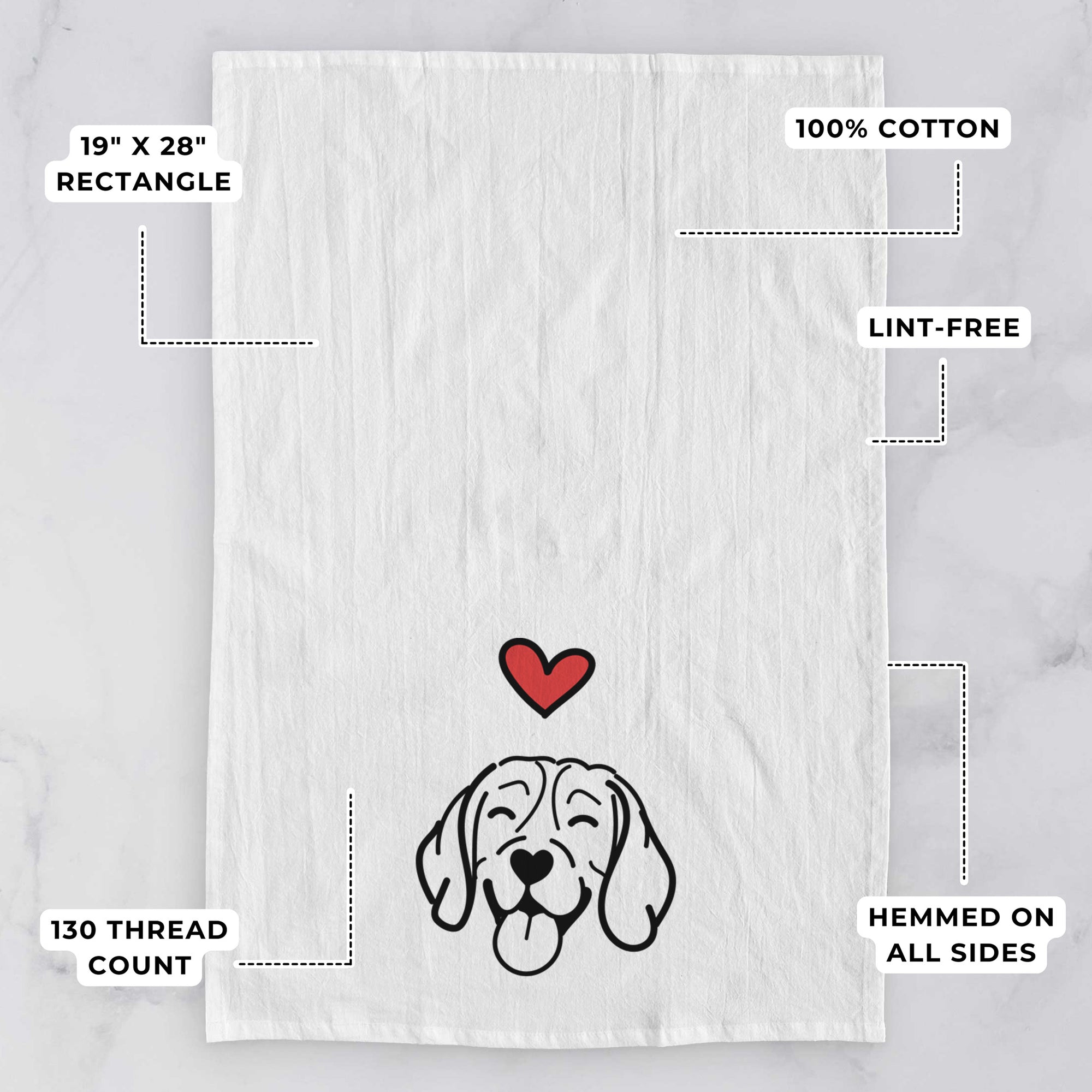 Love Always Beagle - Tea Towel