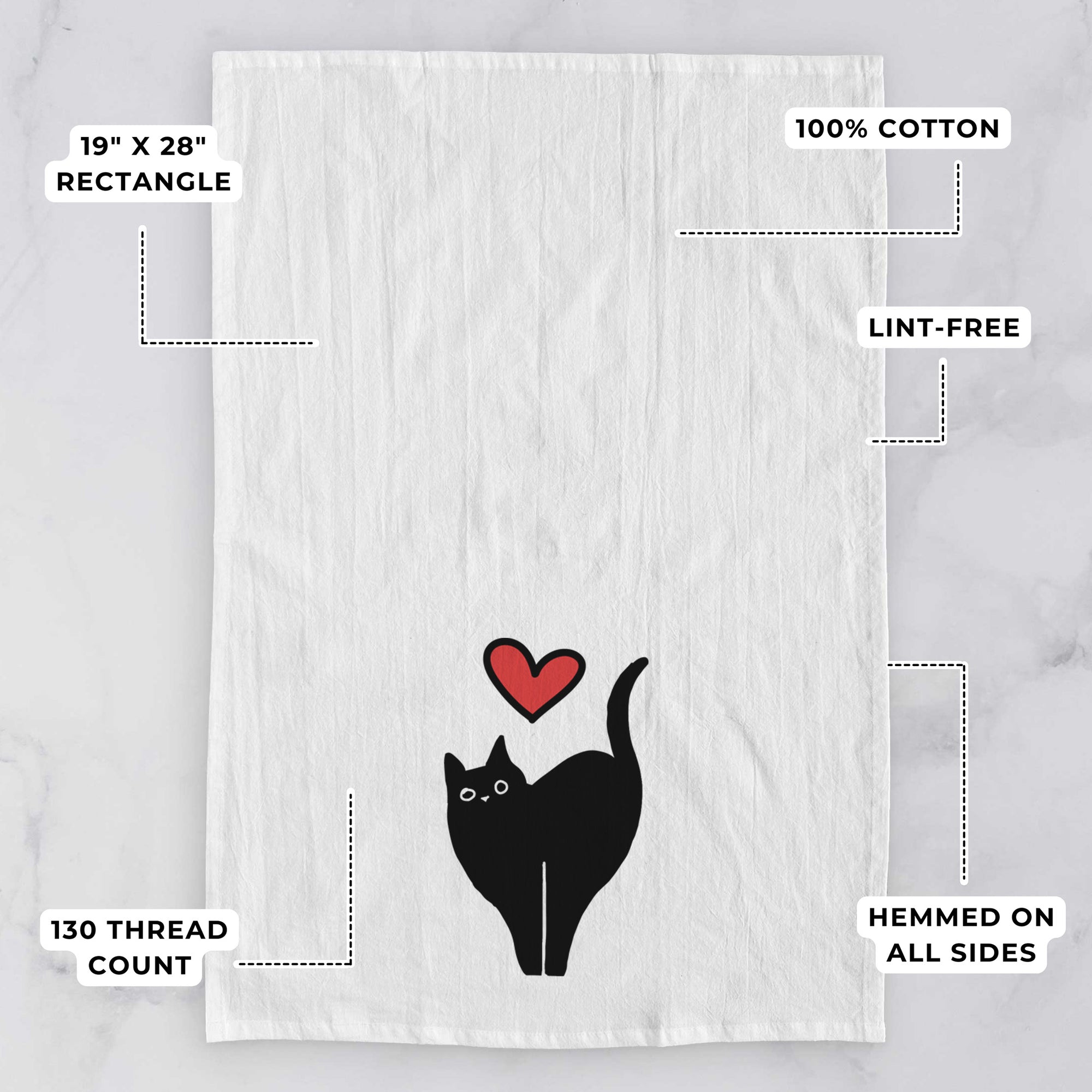 Love Always Black Cat - Bella - Tea Towel