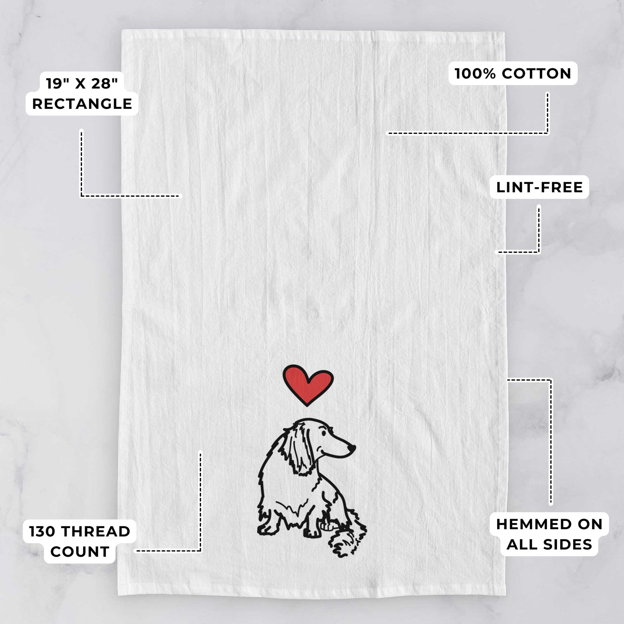 Love Always Dachshund - Bella - Tea Towel