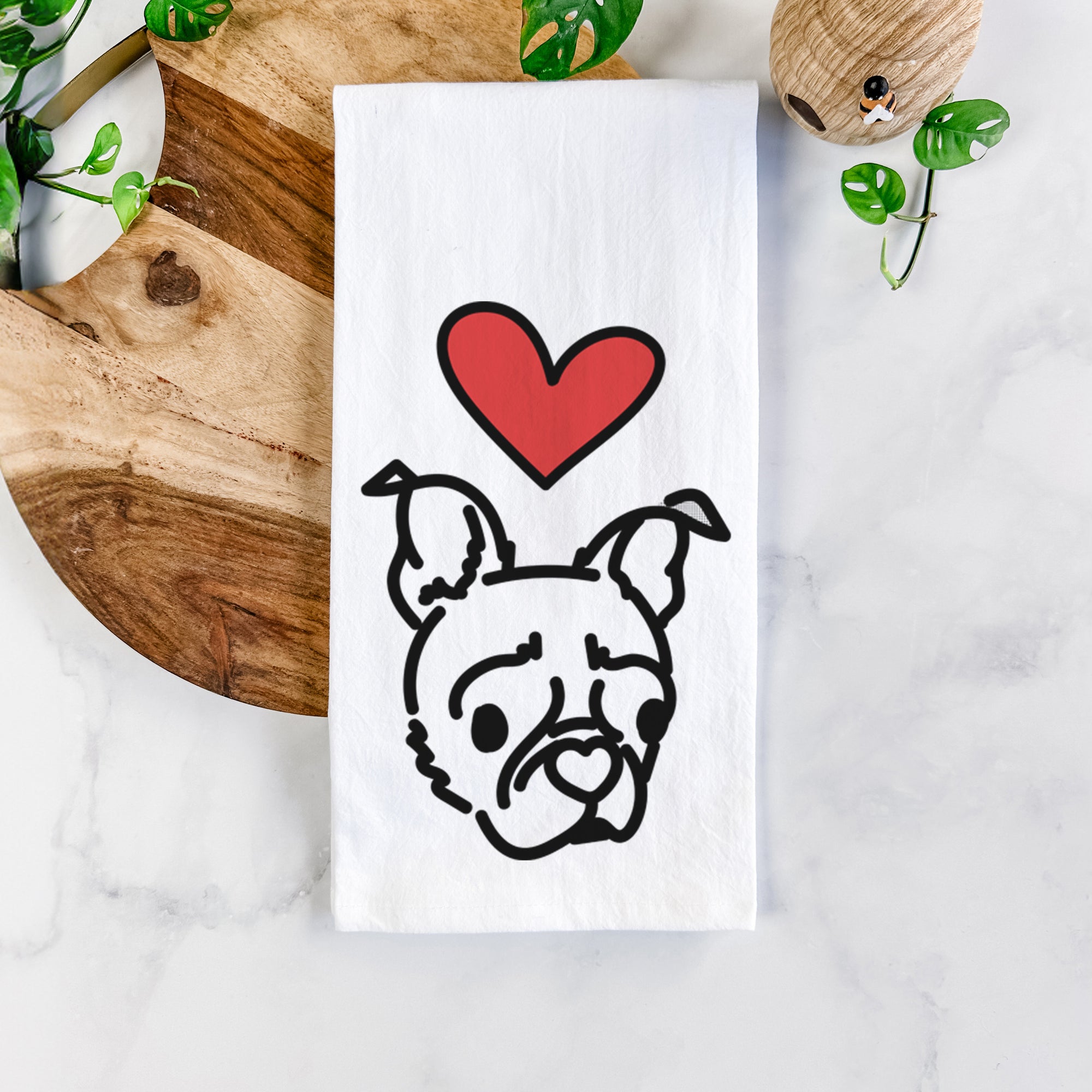 Love Always Pug Boston Terrier Mix - Bella - Tea Towel