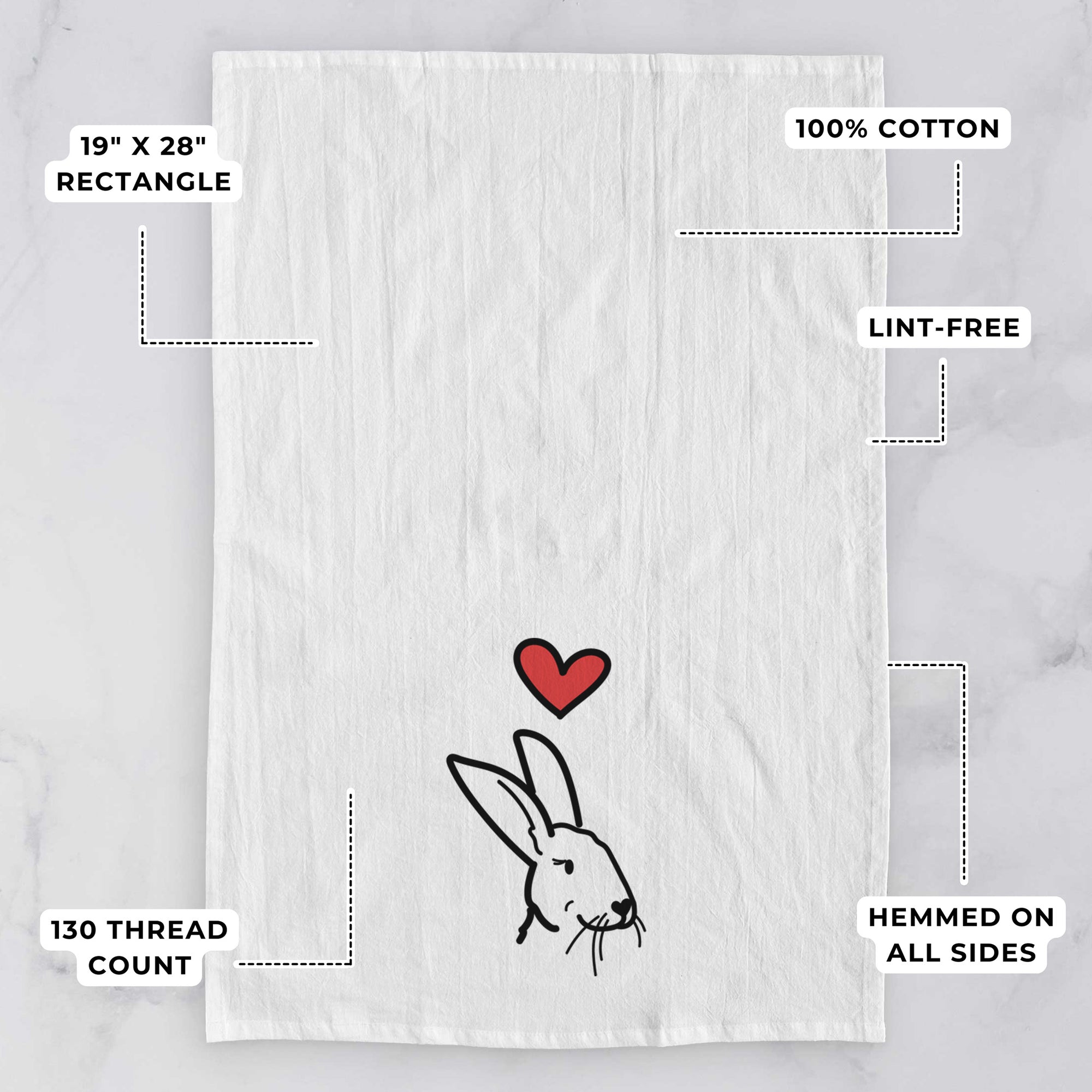 Love Always Rex Rabbit - Betsy - Tea Towel