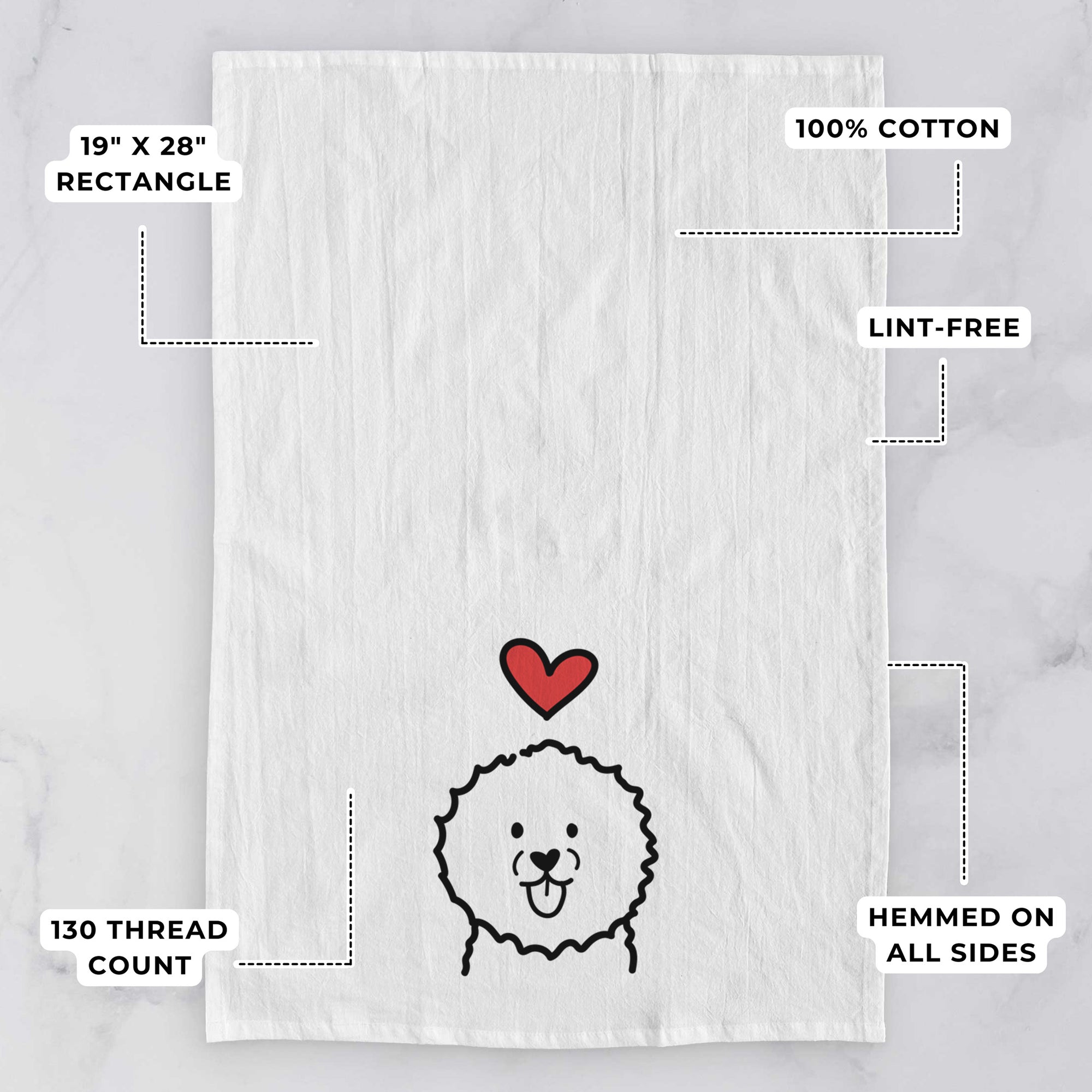 Love Always Bichon Frise - Tea Towel