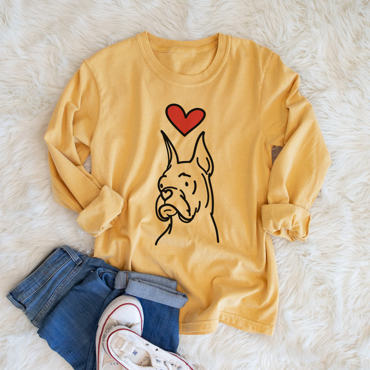 Love Always Rescue Boxer - Billy - Heavyweight 100% Cotton Long Sleeve