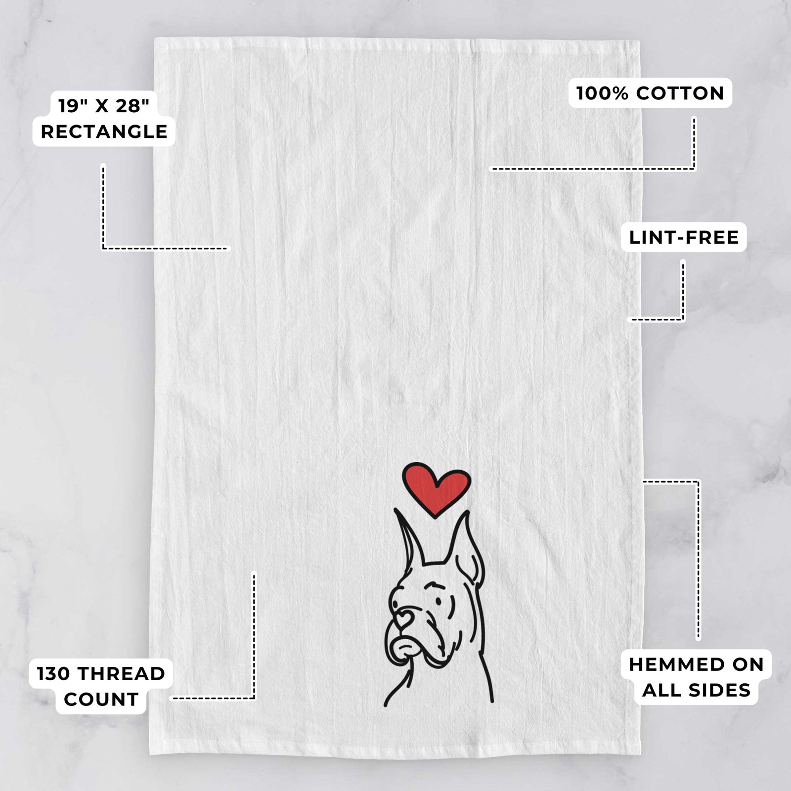 Love Always Rescue Boxer - Billy - Tea Towel