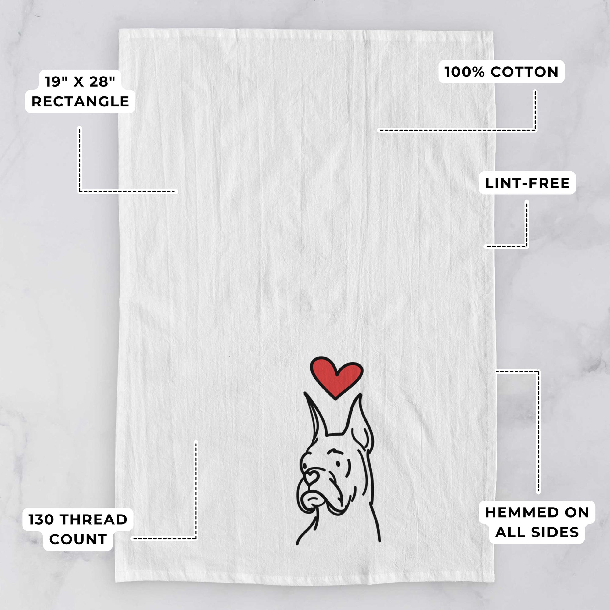 Love Always Rescue Boxer - Billy - Tea Towel