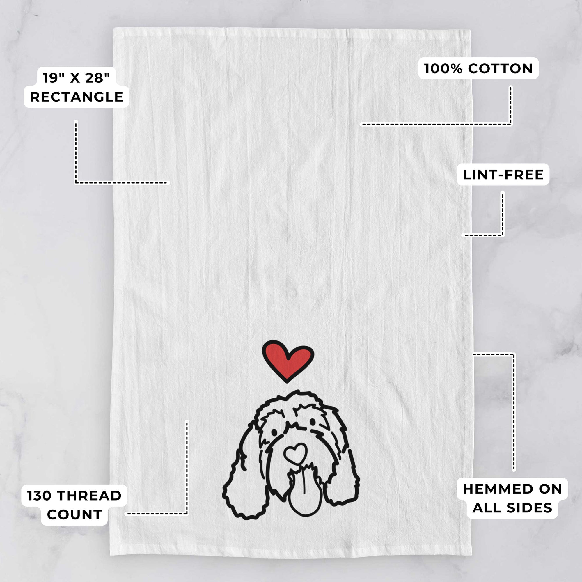 Love Always Portguese Water Dog - Bo - Tea Towel