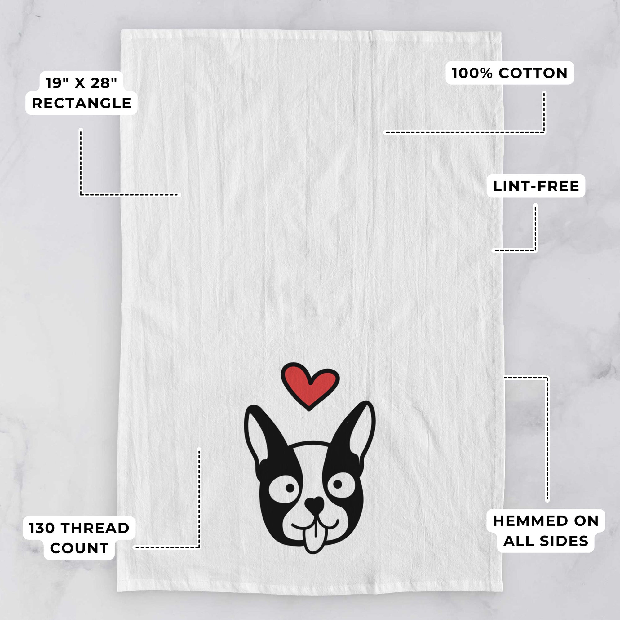 Love Always Boston Terrier - Tea Towel