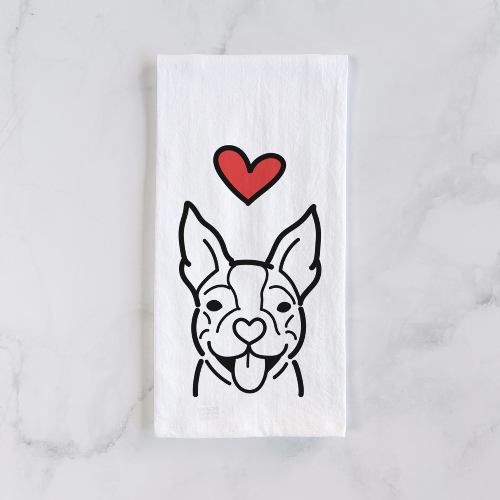 Love Always Happy Boston Terrier - Tea Towel