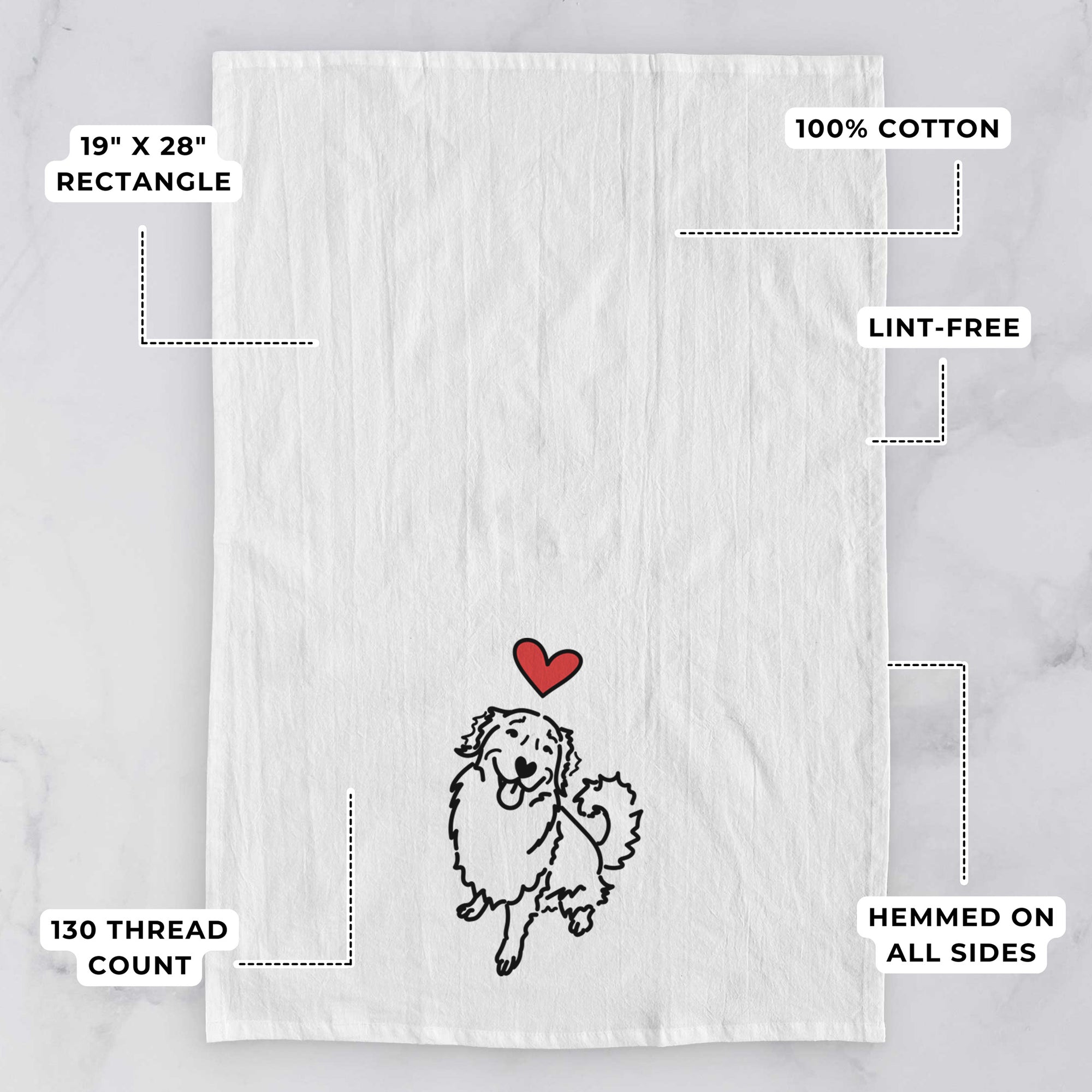 Love Always Golden Retriever - Brinkley - Tea Towel