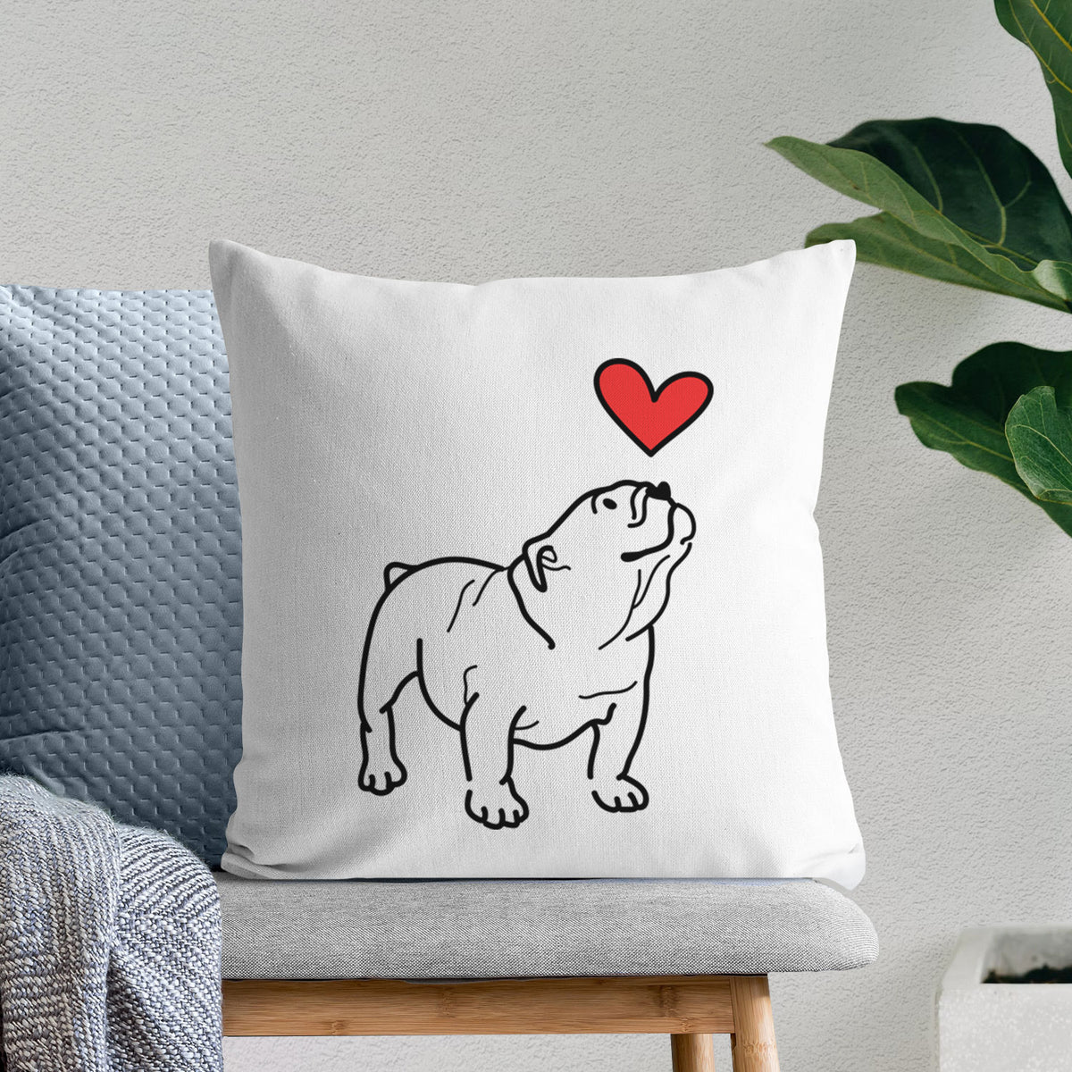 Love Always English Bulldog - Bruno -  Throw Pillow Cover