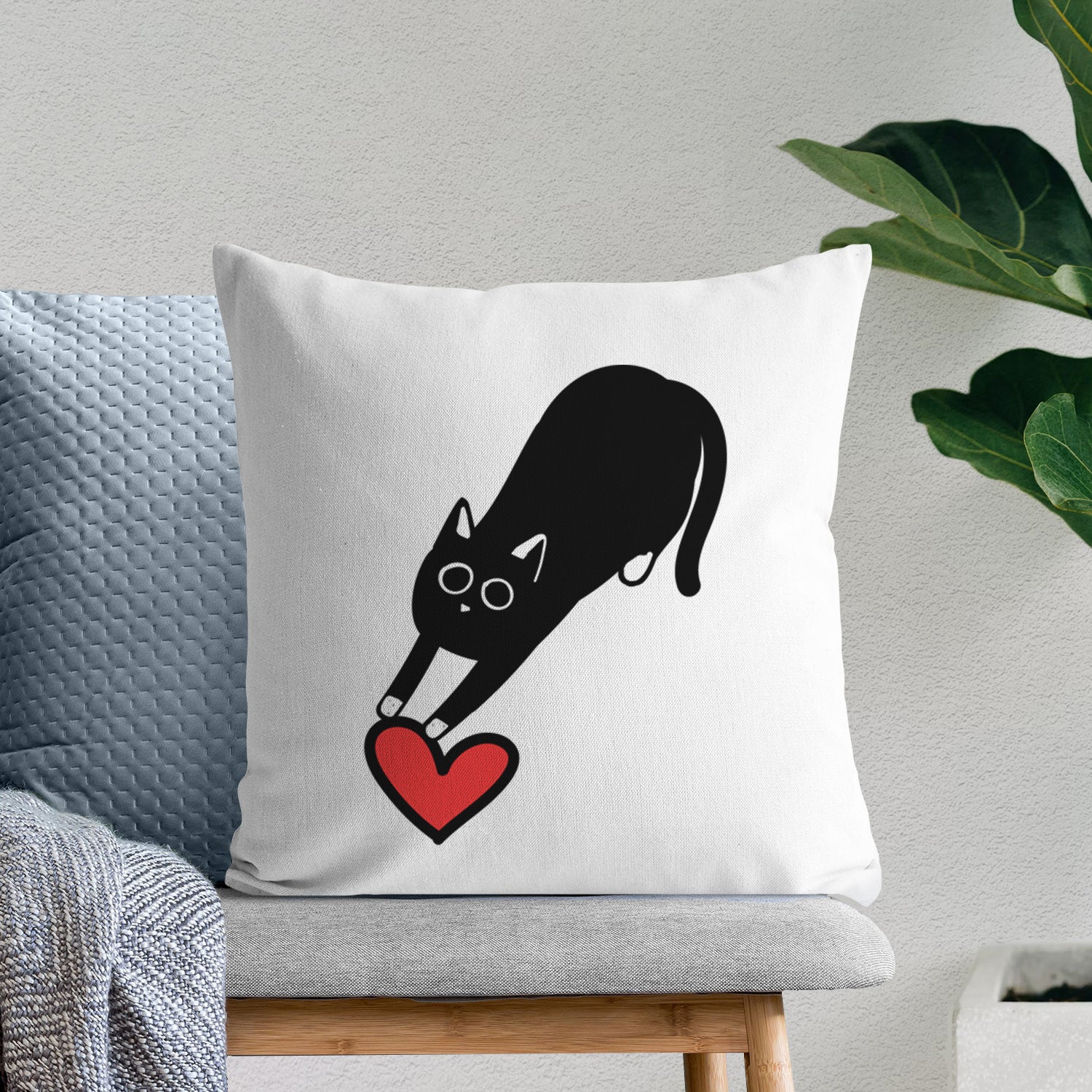 Love Always Black Cat - Bug -  Throw Pillow Cover